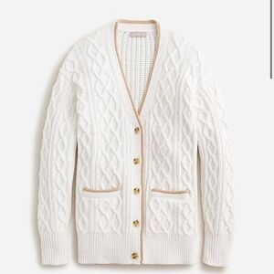 J. Crew Women’s Contrast-trim cable-knit cardigan sweater
